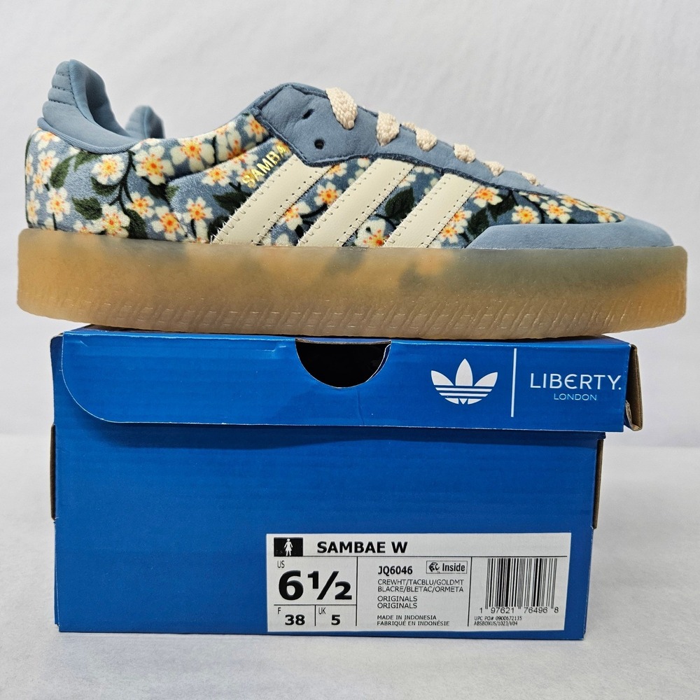 Adidas‎ Sambae x Liberty London Sneakers JQ6046 Blue Floral Women's Size 6.5 - Picture 3 of 11